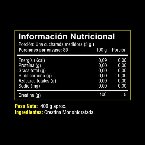 Creatina Monohidratada en polvo 400 gr Fuente vital 