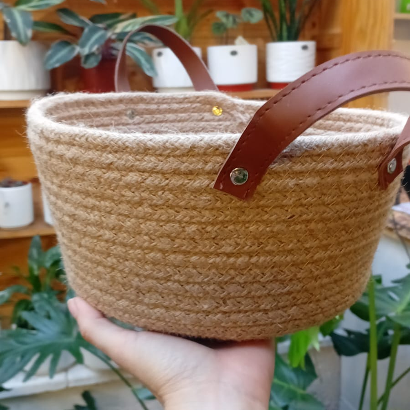 Plantas RV - Canasto mimbre con manilla tamaño único  1