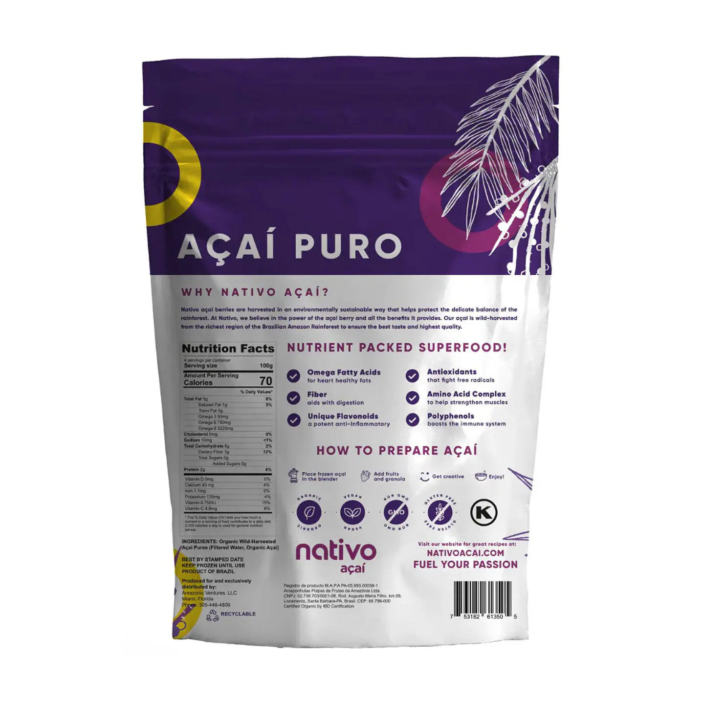 Nativo - Pulpa de acai organico 4 x100grs  2
