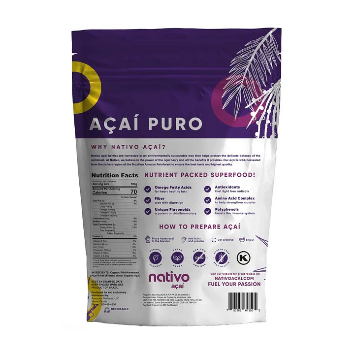 Nativo - Pulpa de acai organico 4 x100grs  2