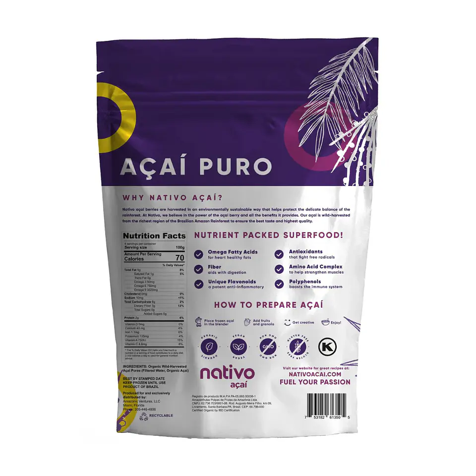 Nativo - Pulpa de acai organico 4 x100grs 