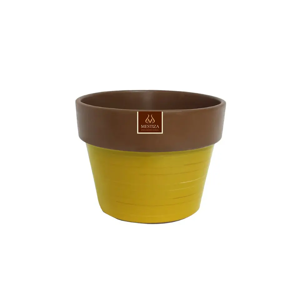 Plantas RV - Maceta Greta morena mostaza 15 cm  1