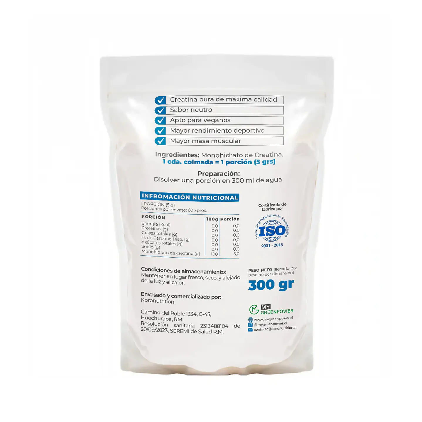 My Green Power - Creatina monohidratada 300grs  2