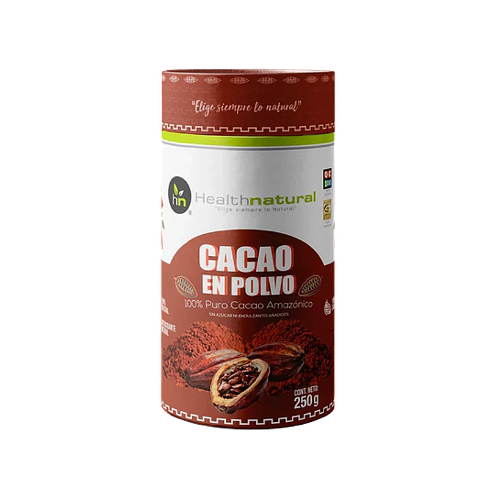 CACAO EN POLVO ORGÁNICO 250gr Health natural  1