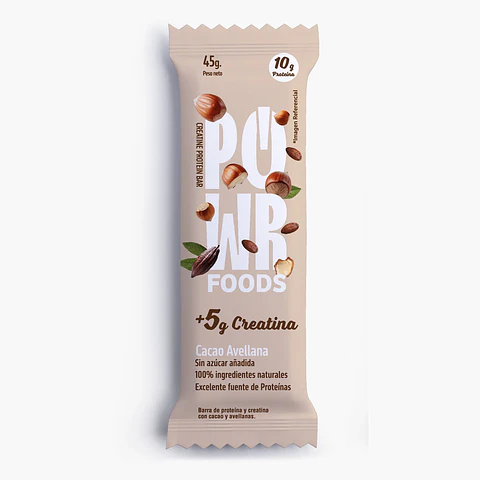 Powerfoods - Barrita proteina + creatina sabor avellanas 45g 