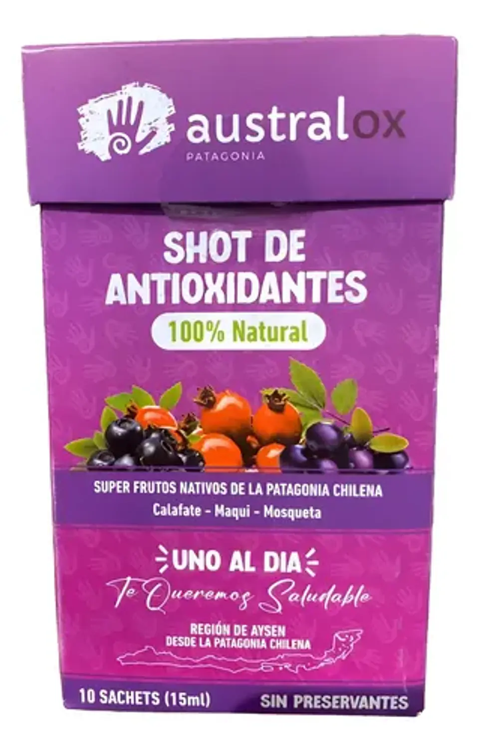 Austral Ox -  Caja Shot De Antioxidantes 10 Sachet 15ml  Maqui, Aranadao, Calafate Y Rosa Mosqueta 1