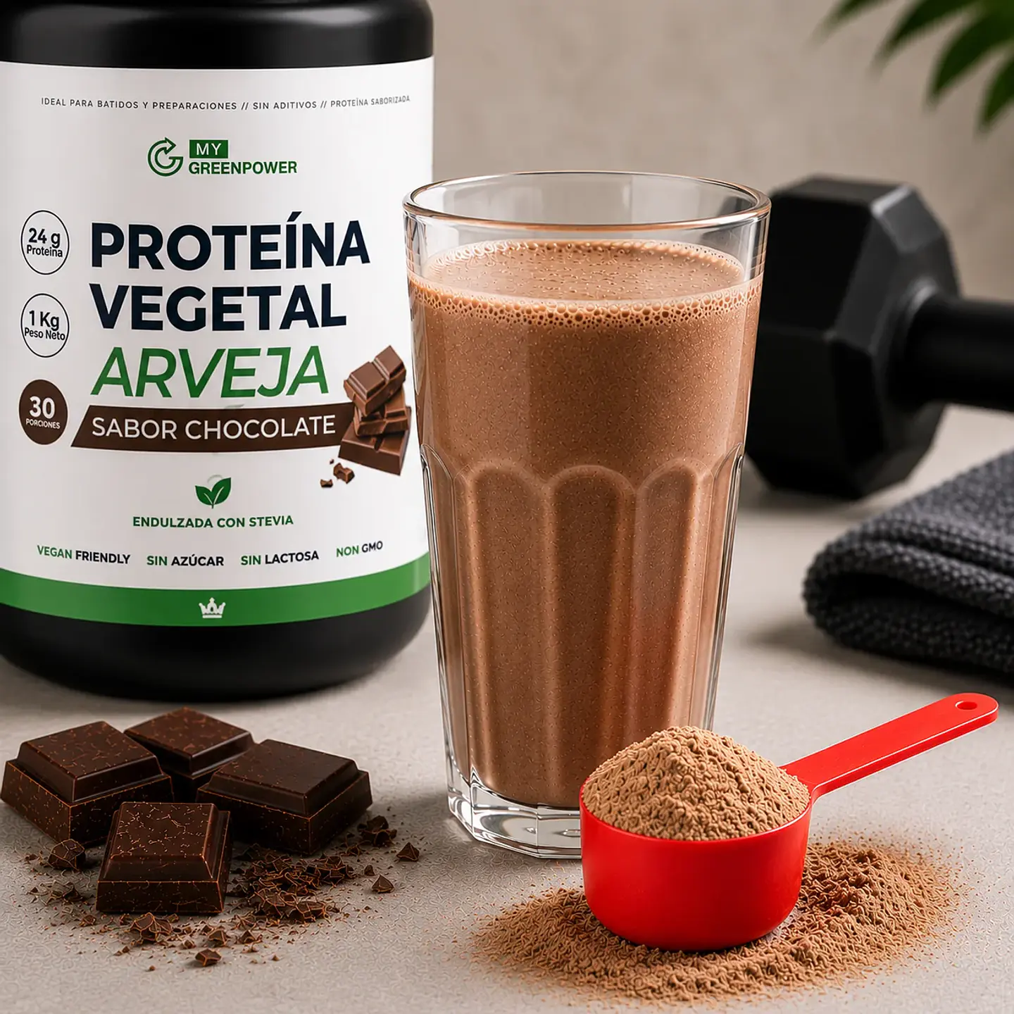My Green Power - Proteina de arveja sabor Chocolate 1k  2