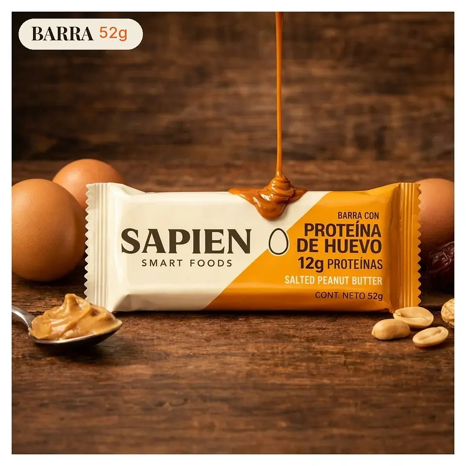 Sapien - Barra con proteina de huevo Mani 52g  1