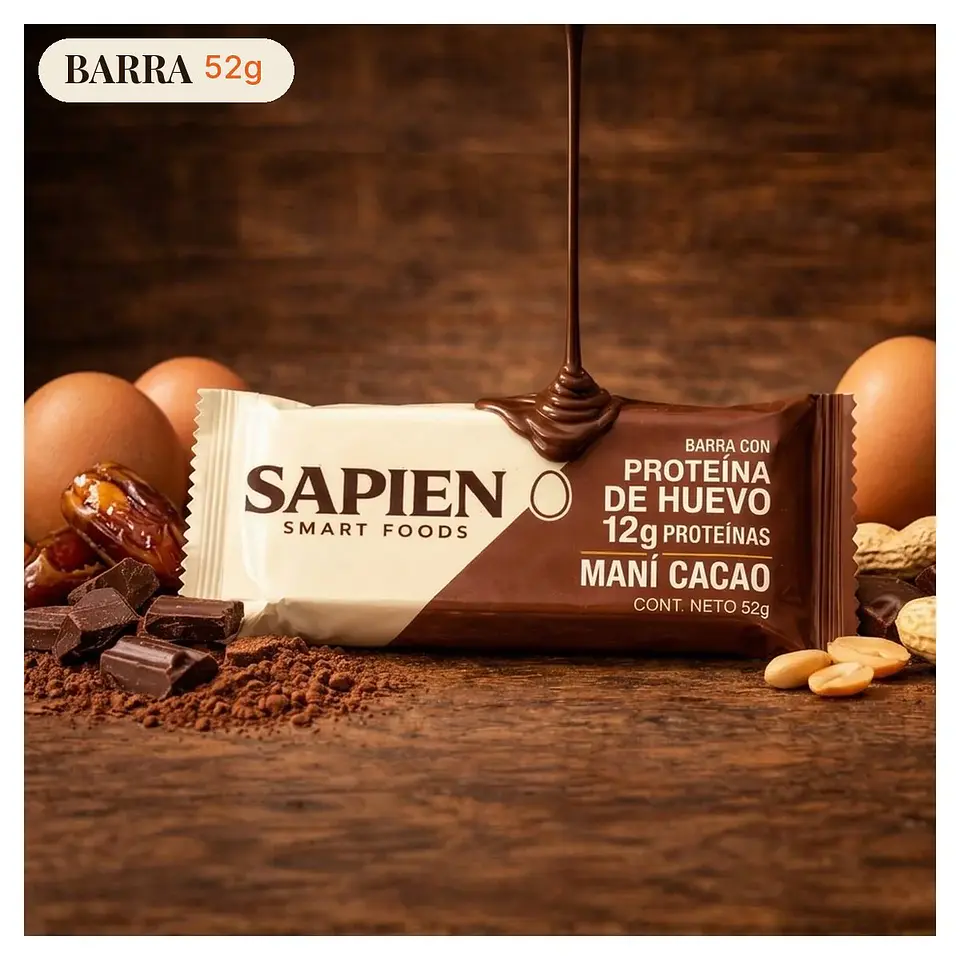 Sapien - Barra con proteina de huevo cacao 52g  2