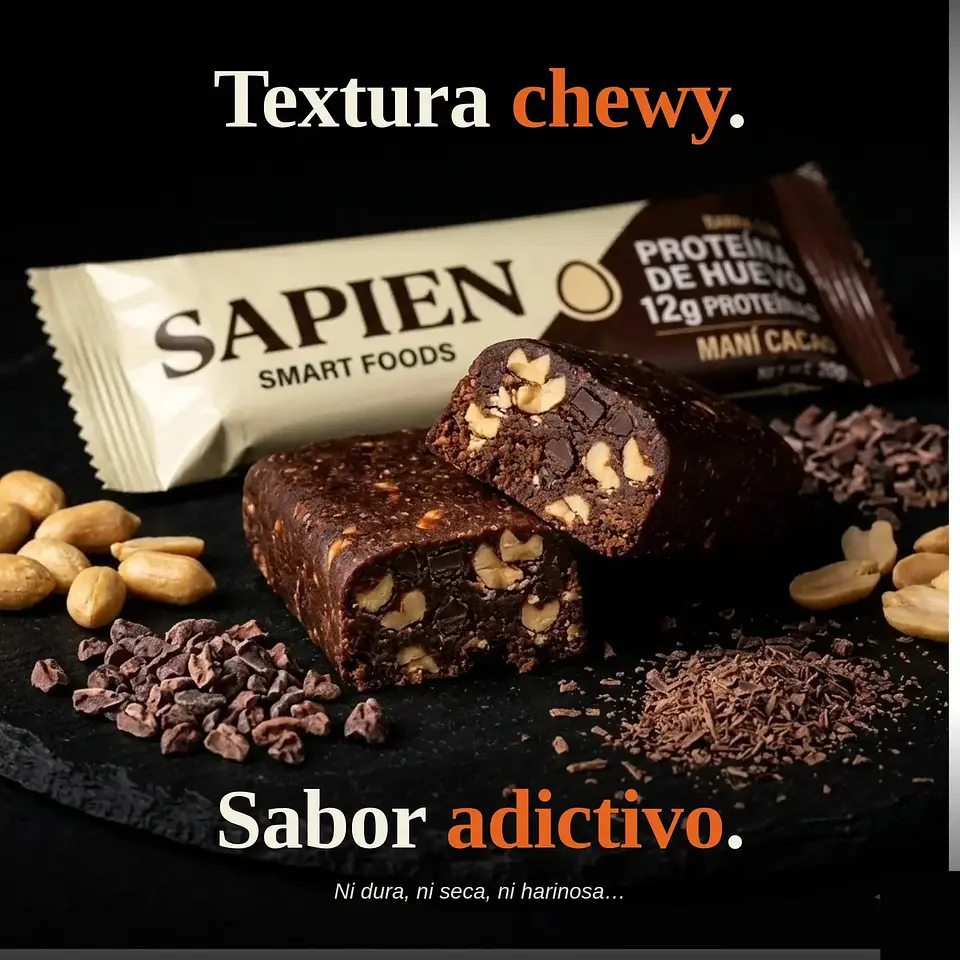 Sapien - Barra con proteina de huevo cacao 52g  3