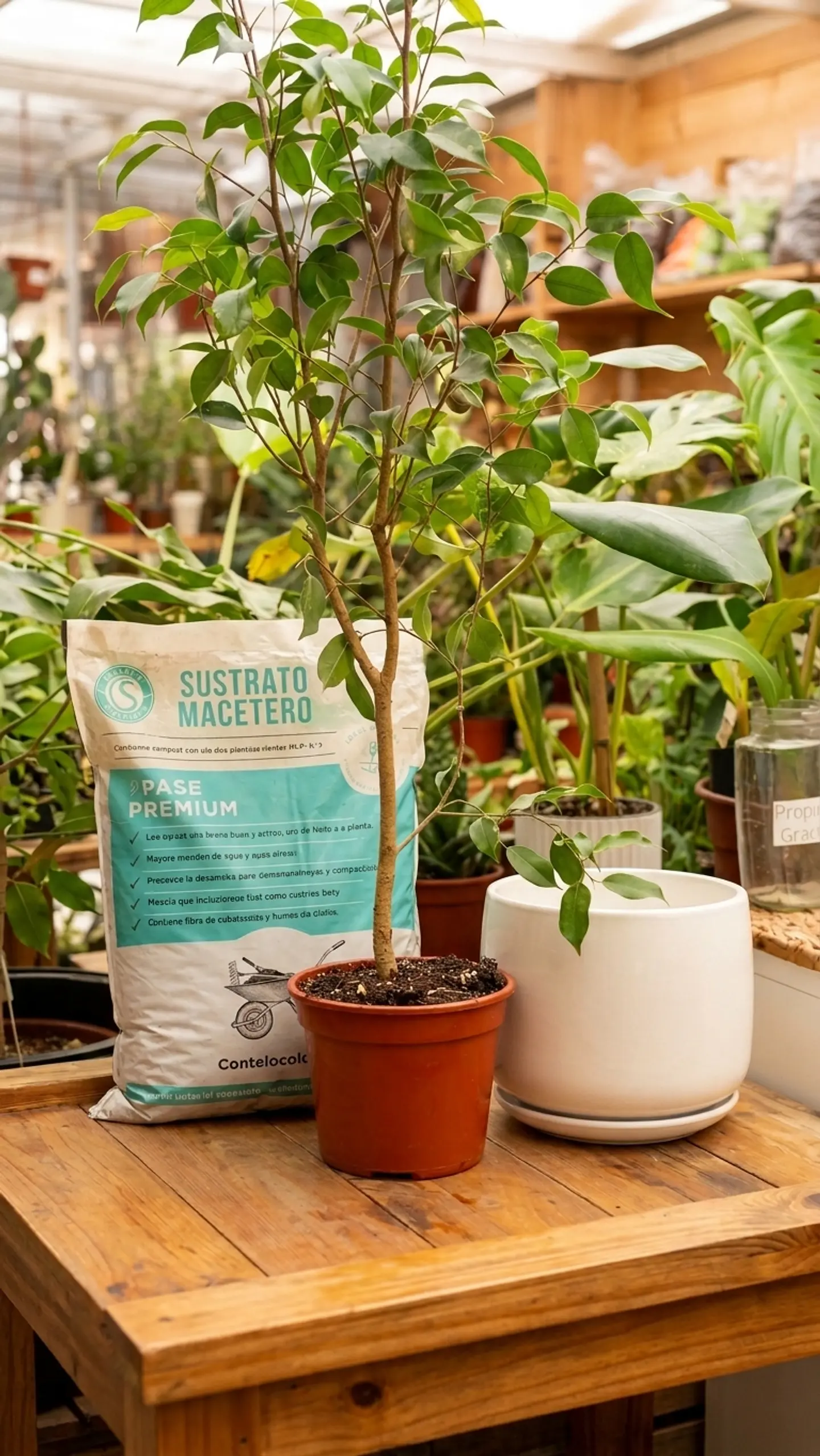 KIT FICUS BENJAMINA + SUSTRATO + MACETA 1