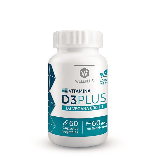 Vitamina D3 Plus Vegana 60 Cápsulas Vegano Wellplus