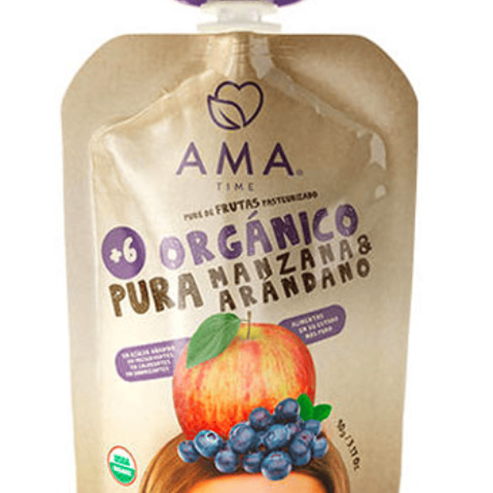 Papilla Manzana Arandano 90gr Orgánico Ama 1