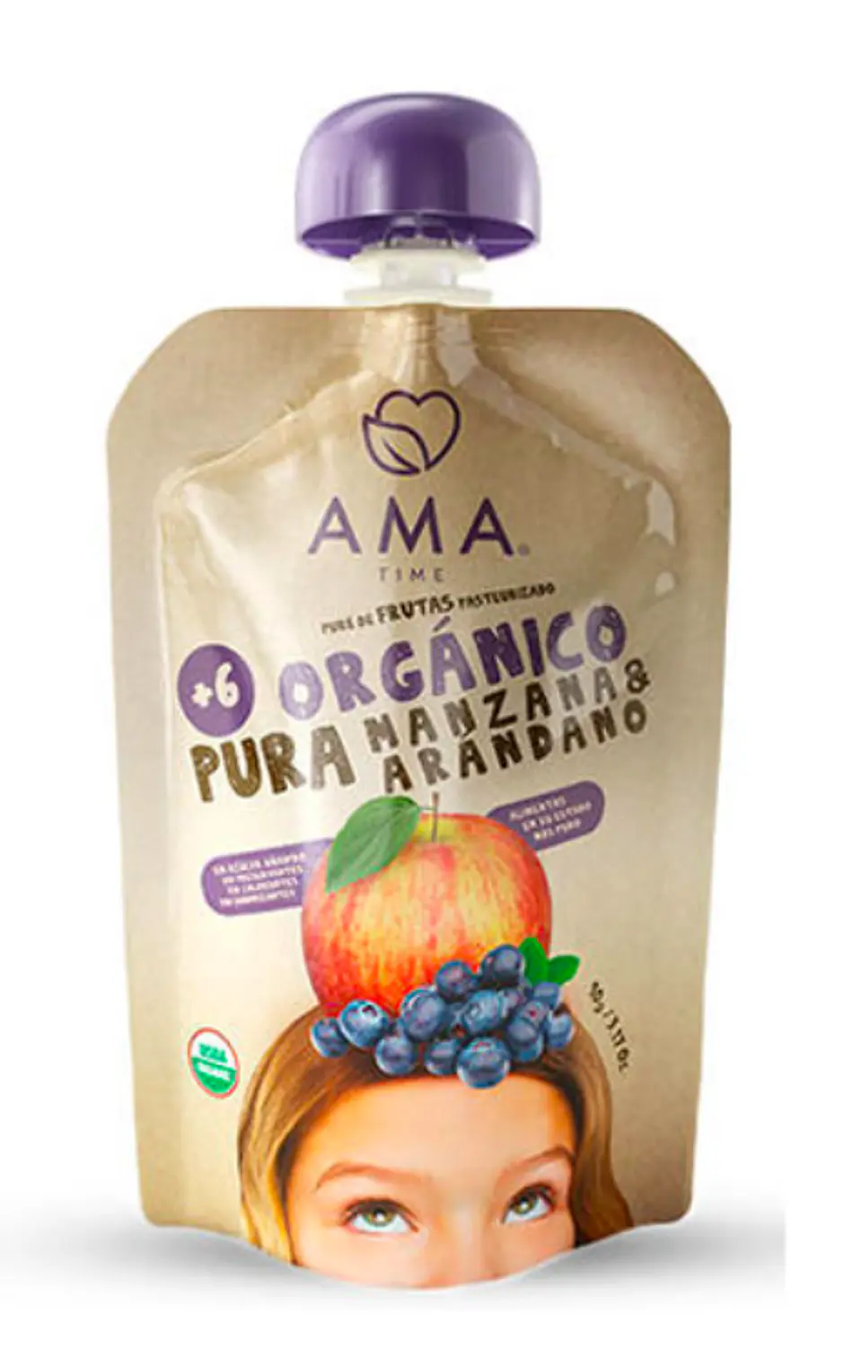 Papilla Manzana Arandano 90gr Orgánico Ama 1