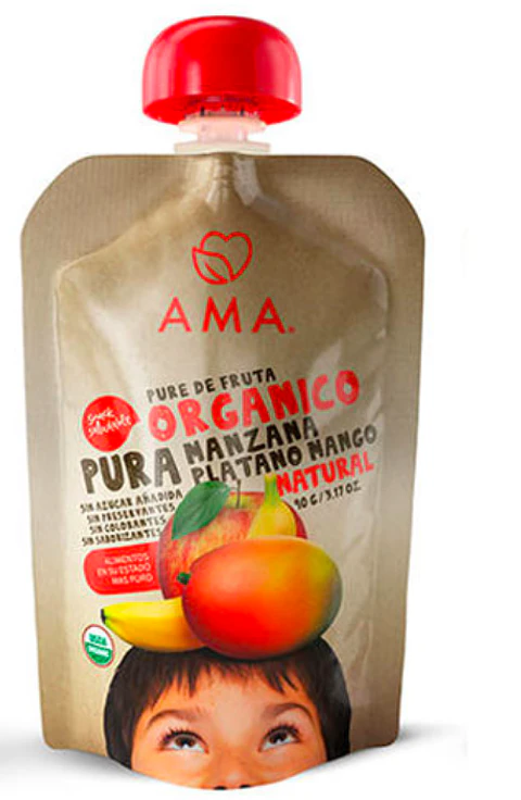 Papilla Manzana Platano Mango 90gr Orgánico Ama