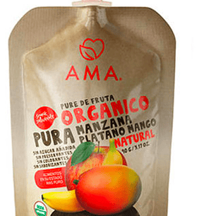 Papilla Manzana Platano Mango 90gr Orgánico Ama