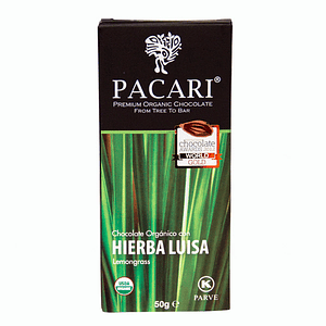 Chocolate Hierba Luisa 50gr Orgánico Pacari