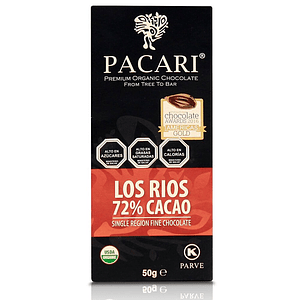 Chocolate Los Ríos 72%  50gr Orgánico Pacari