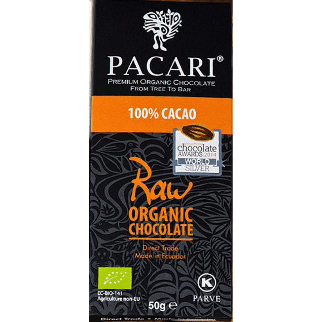 Chocolate Raw 100% 50gr Orgánico Pacari