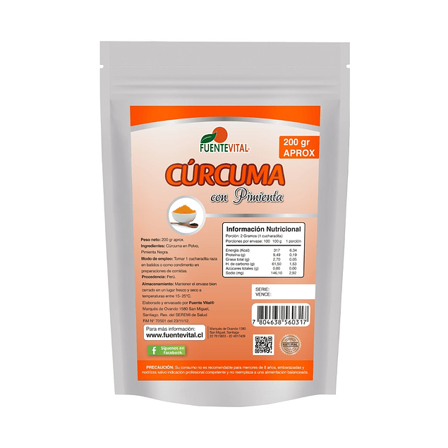 Curcuma pimienta 200gr  FuenteVital