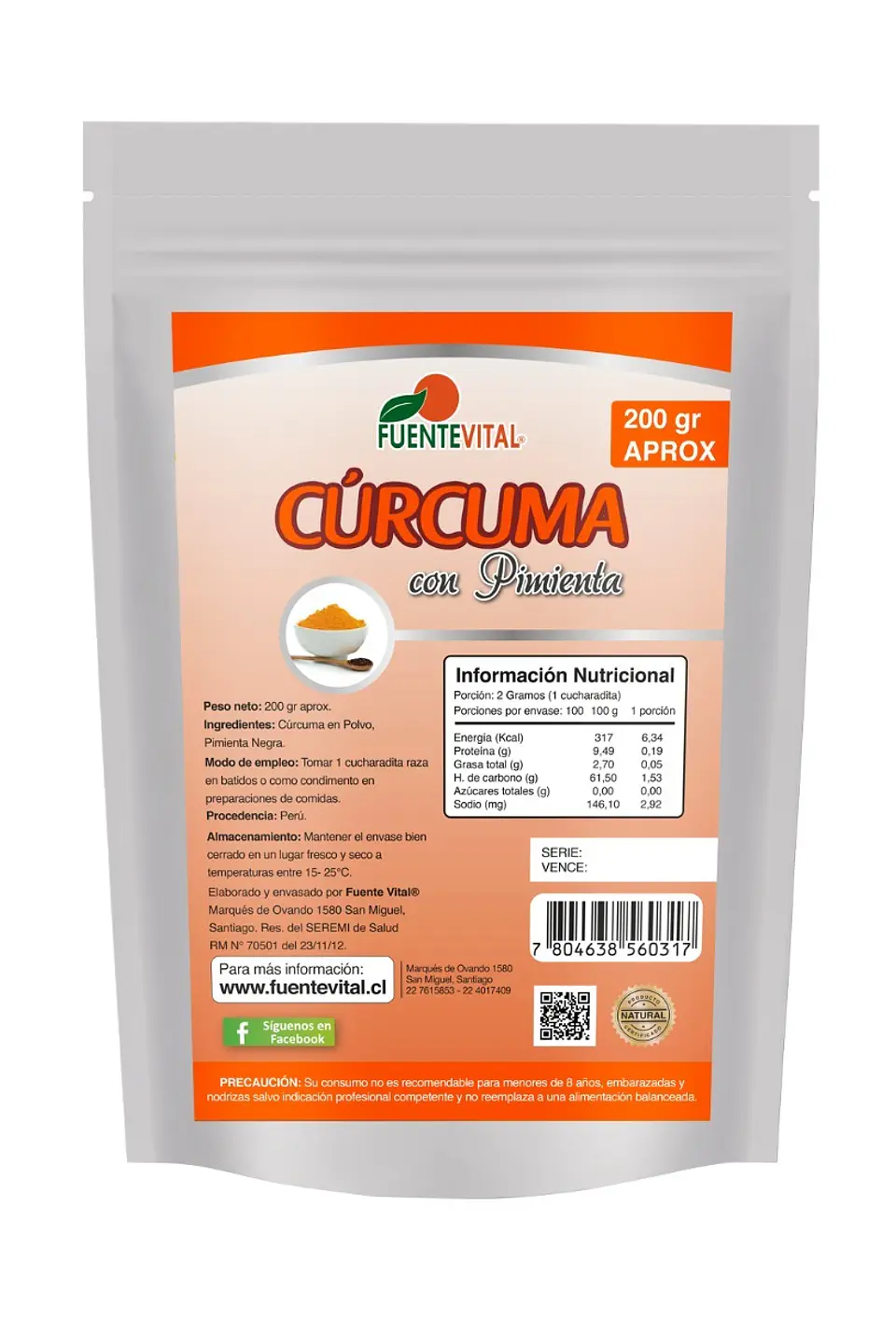 Curcuma pimienta 200gr  FuenteVital 1