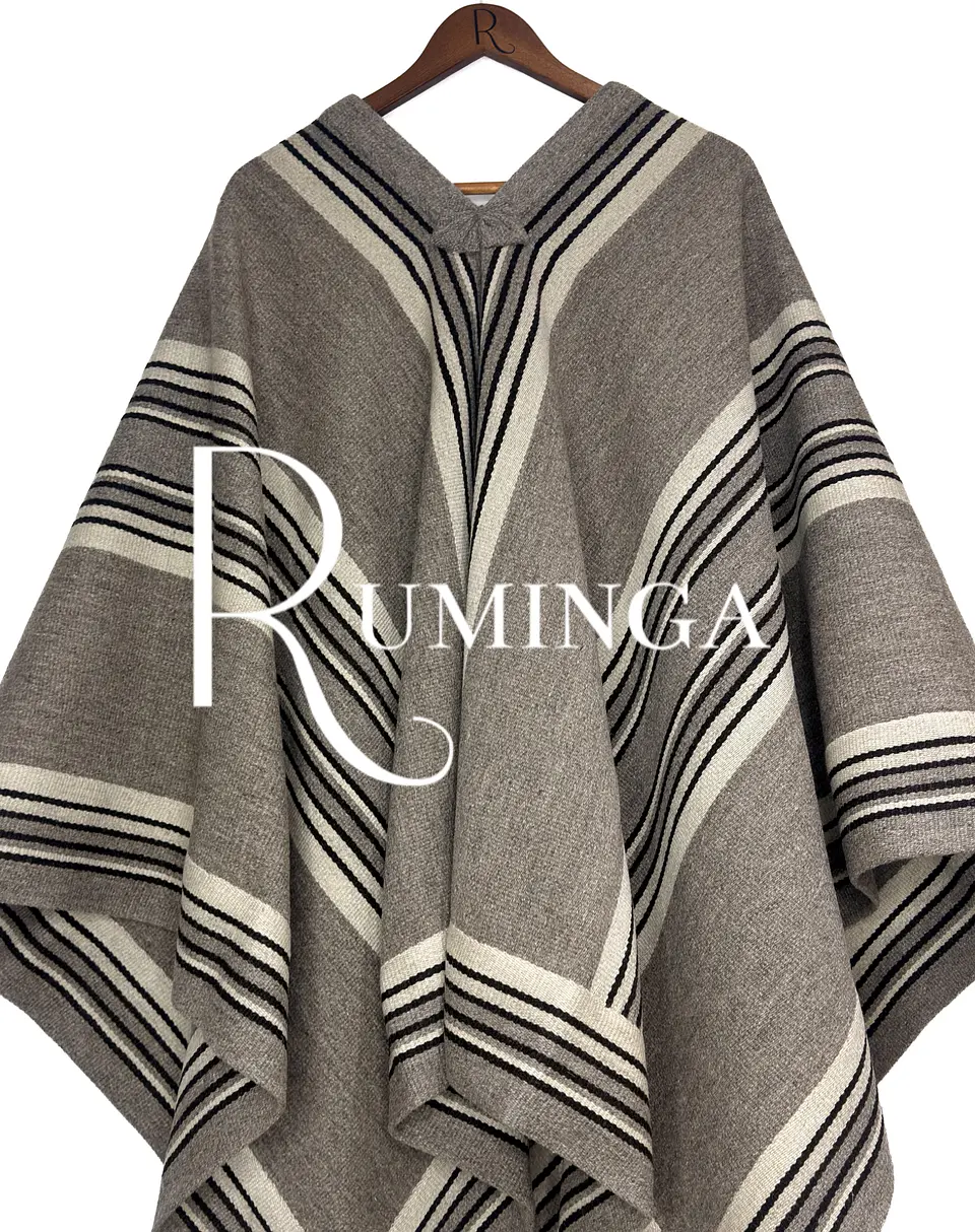 Poncho extra fino lana oveja con huincha  2