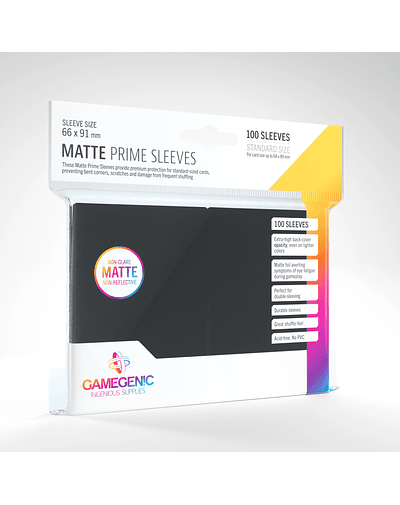 Protectores Gamegenic Matte Prime Sleeves 100 UN - Black