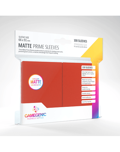Protectores Gamegenic Matte Prime Sleeves 100 UN - Red