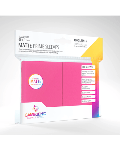 Protectores Gamegenic Matte Prime Sleeves 100 UN - Pink