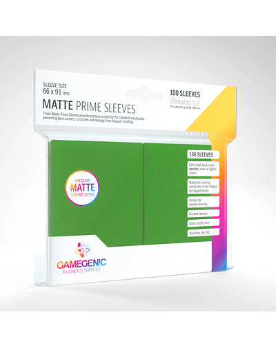 Protectores Gamegenic Matte Prime Sleeves 100 UN - Green