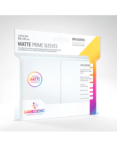 Protectores Gamegenic Matte Prime Sleeves 100 UN - White