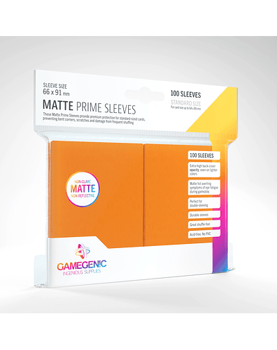 Protectores Gamegenic Matte Prime Sleeves 100 UN - Orange