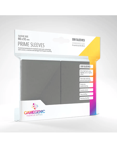 Protectores Gamegenic - Prime Sleeves 100 UN - Dark Grey