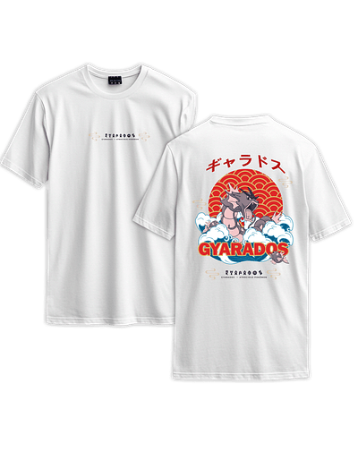 Poleras Pokémon - Secret Art: Gyarados  — Atrocious Pokémon - BLANCO