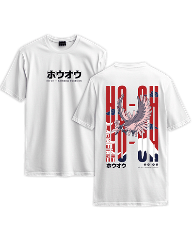 Poleras Pokémon - Secret Art: Ho-Oh — Rainbow Pokémon - BLANCO