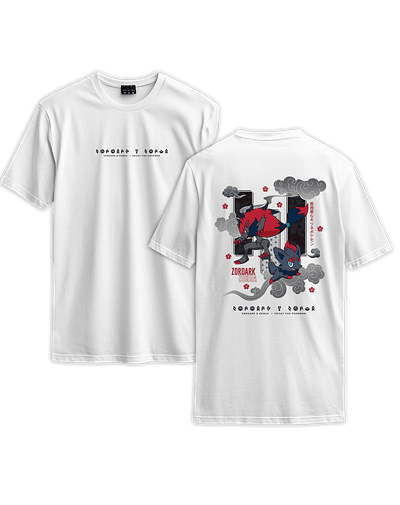 Poleras Pokémon - Secret Art: Zoroark & Zorua  — Tricky Fox Pokémon - BLANCO