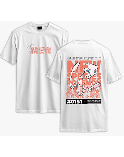 Poleras Pokémon - Secret Art: Mew - BLANCO