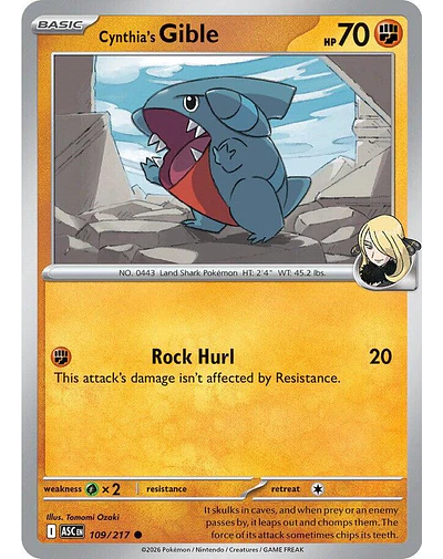Cynthia's Gible 109/217