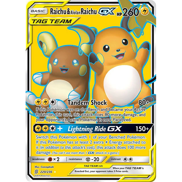 Raichu & Alolan Raichu GX (Full Art) 