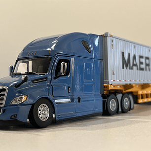 Freightliner Cascadia con tráiler esqueletal y contenedor 40’ MAERSK – Diecast Masters 1:50