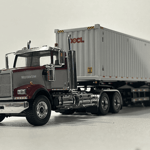 Western Star 4900 SF Day Cab con tráiler esqueletal y contenedor 40’ – Diecast Masters 1:50 (71064)