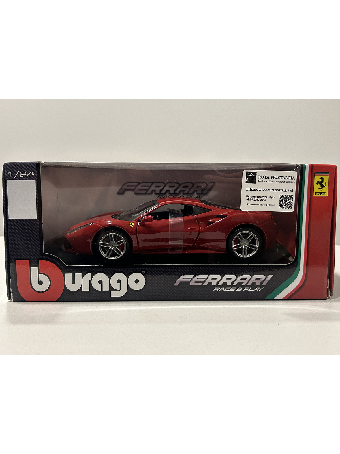 Bburago Ferrari 488 GTB 1:24 – Superdeportivo italiano rojo para coleccionistas en Chile 8