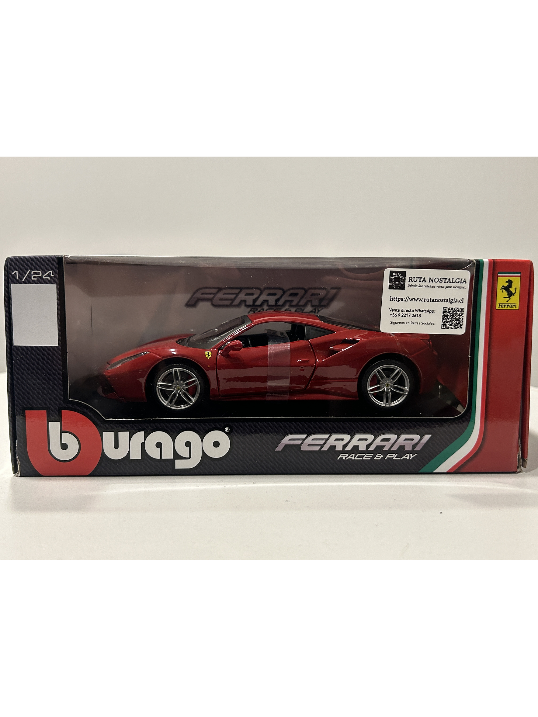 Bburago Ferrari 488 GTB 1:24 – Superdeportivo italiano rojo para coleccionistas en Chile 8