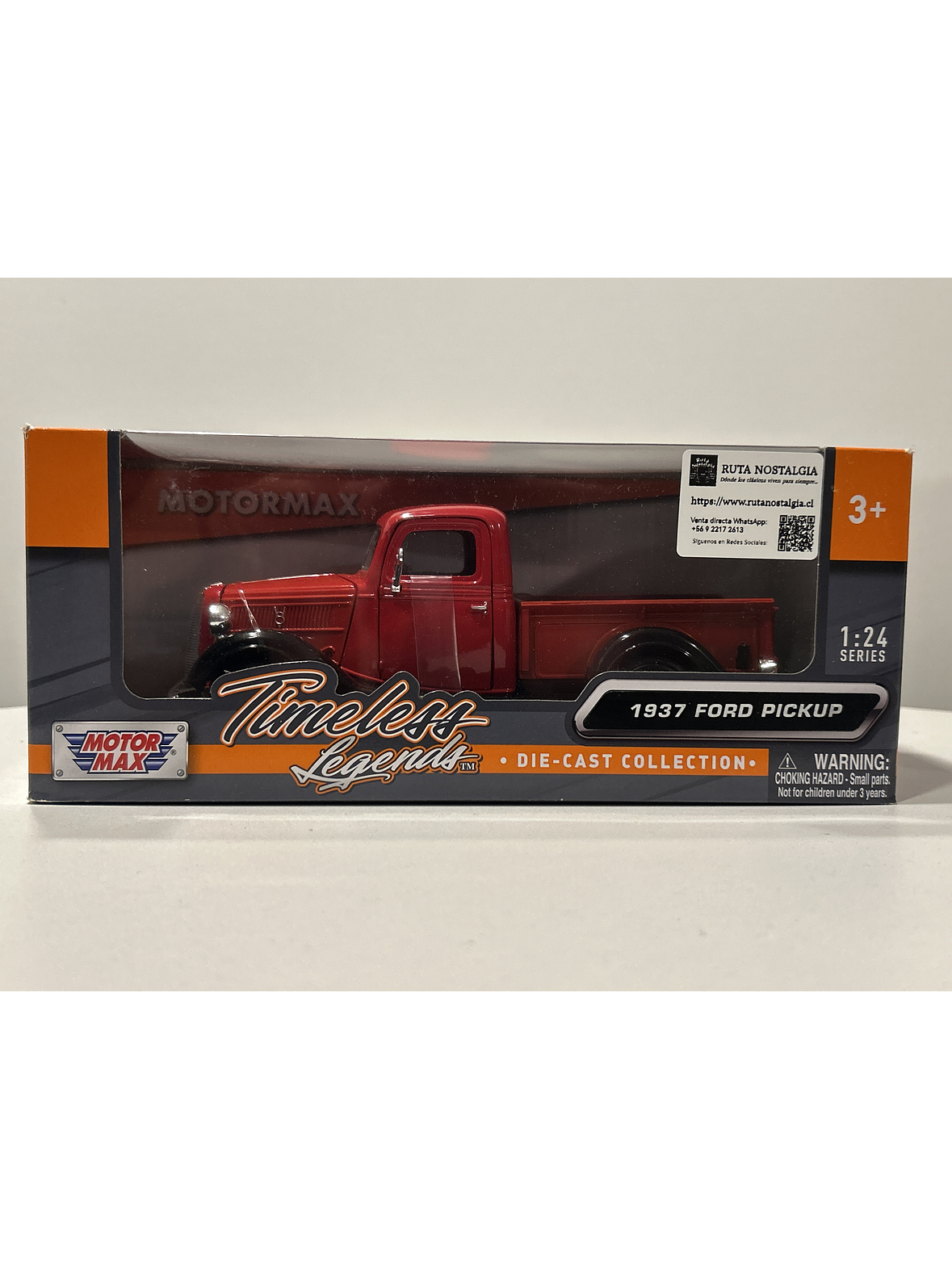 Ford Pick Up 1937 Motormax 1:24 – Camioneta clásica roja de colección en metal, edición Timeless Legends 10