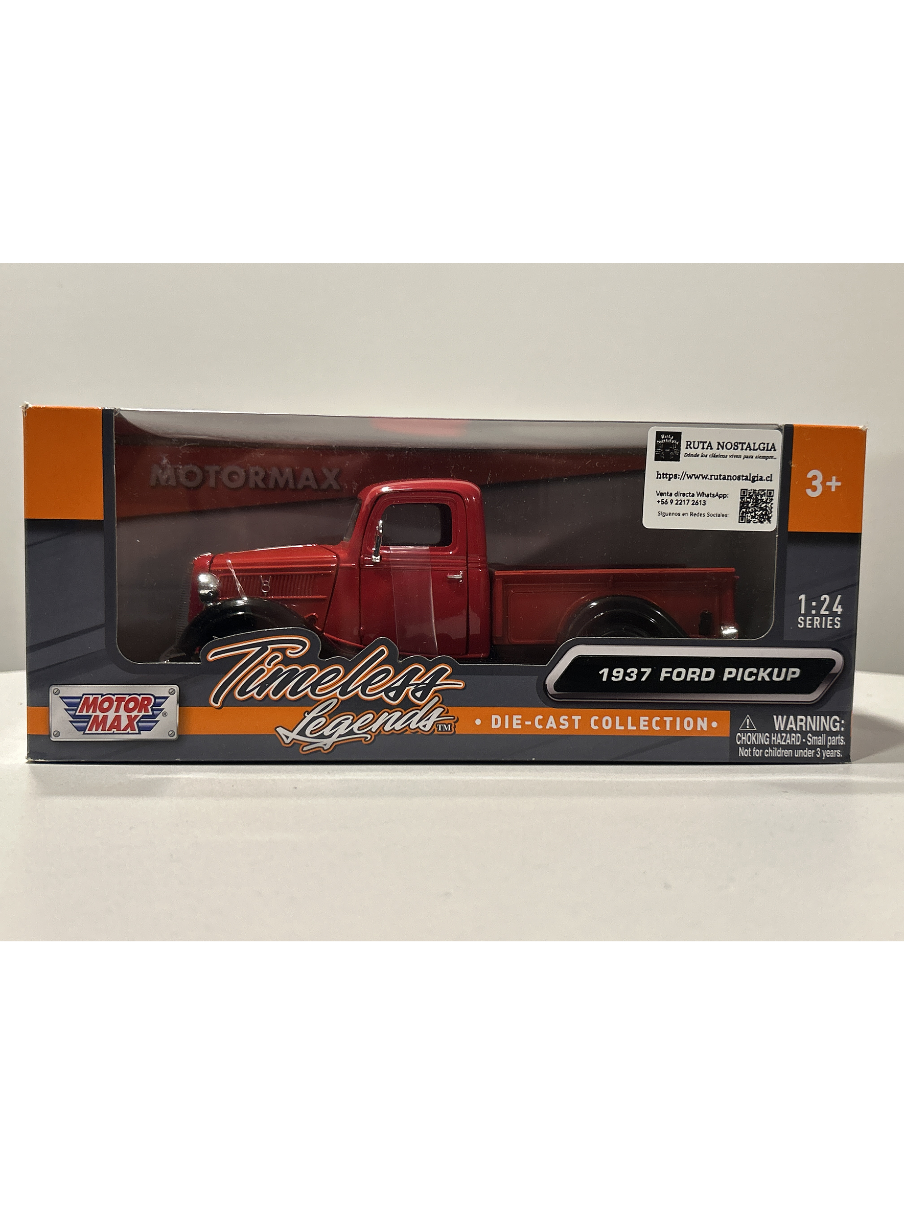 Ford Pick Up 1937 Motormax 1:24 – Camioneta clásica roja de colección en metal, edición Timeless Legends 10
