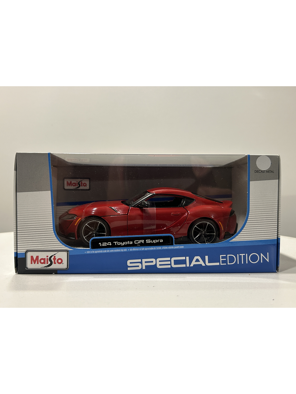 Toyota GR Supra Maisto 1:24 – Deportivo japonés icónico, metal gris y rojo – Ruta Nostalgia Chile  19