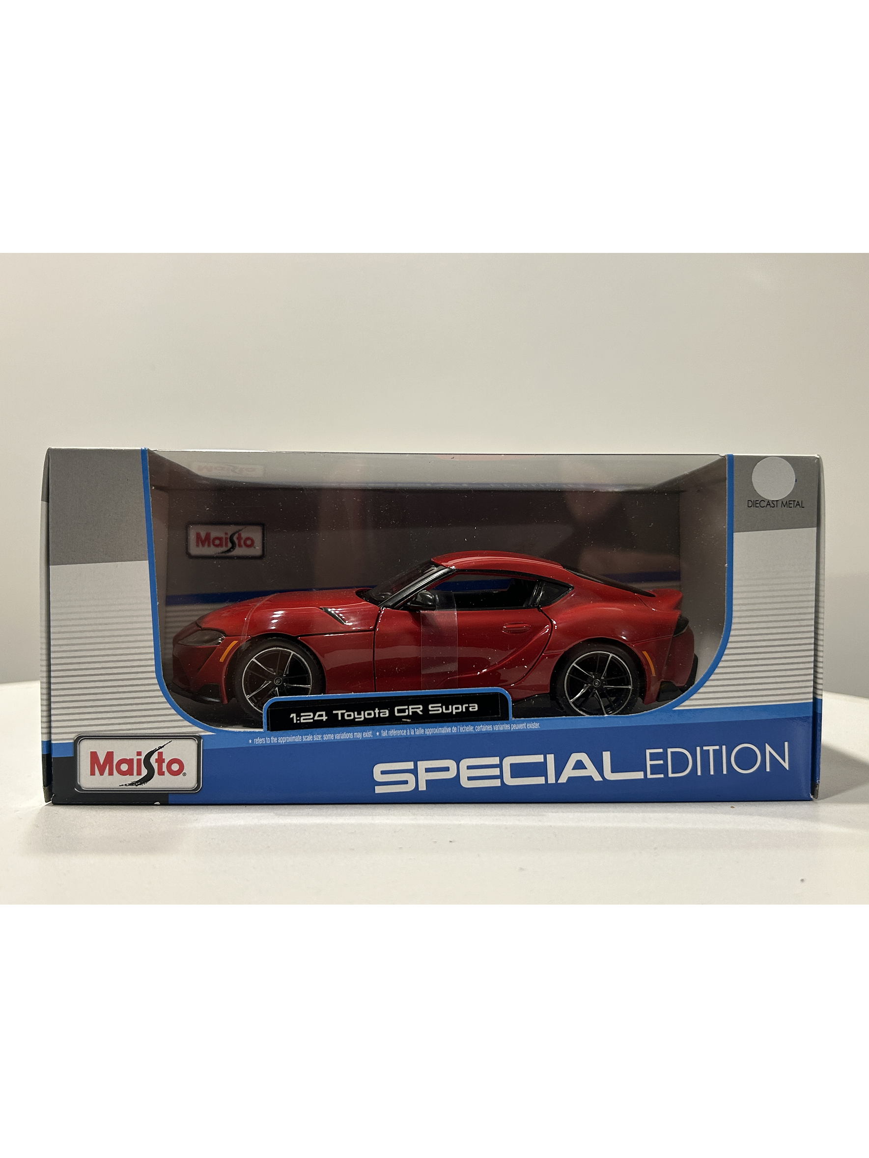 Toyota GR Supra Maisto 1:24 – Deportivo japonés icónico, metal gris y rojo – Ruta Nostalgia Chile  19