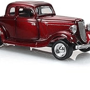 1934 Ford Coupe Motormax 1:24 rojo metálico – Clásico V8 de los años 30 para coleccionistas exigentes