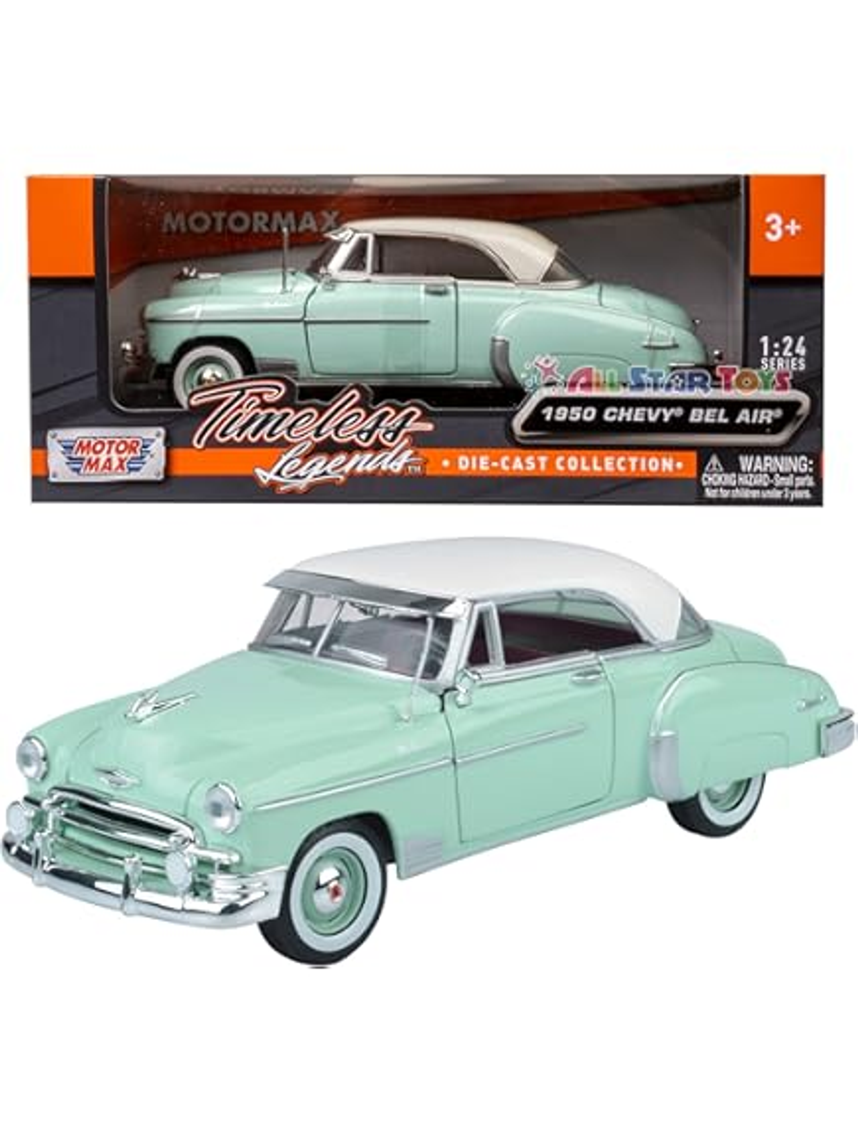 Chevrolet Bel Air Hardtop 1950 1:24 Motormax – Clásico americano en turquesa y blanco “Timeless Legends” 1