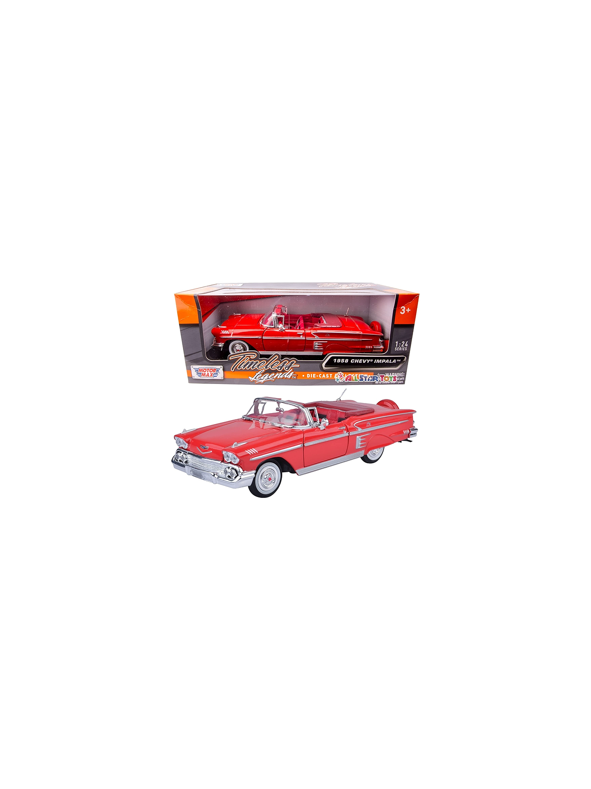 Chevrolet Impala Convertible 1958 rojo 1:24 Motormax – Clásico americano Timeless Legends en Chile 1